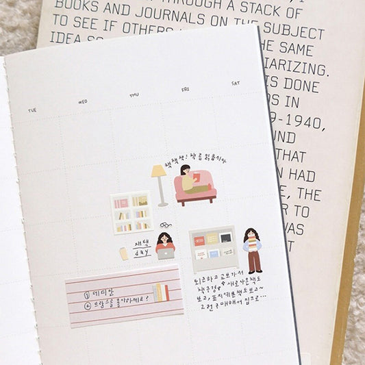 スワテリエ 図書館の女の子 手帳デコシール 韓国シール